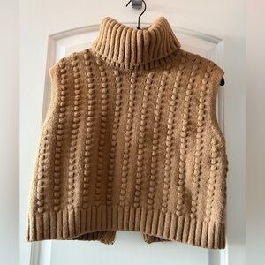 Zara Women's Cropped Brown Cowl Neck Sweater